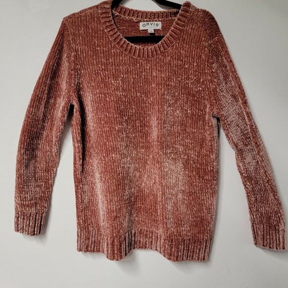 Orvis Chenille Sweater Plush Long Sleeve‎ Super Soft  Pink Mauve - Picture 4 of 5